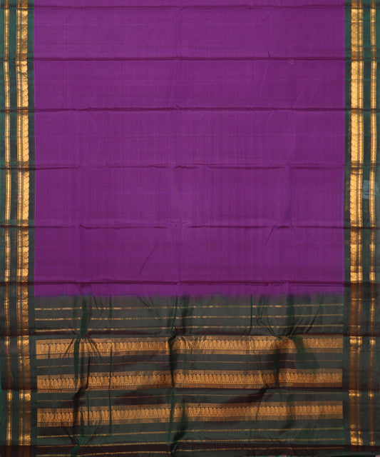 Dark purple color handloom Gadwal cotton saree