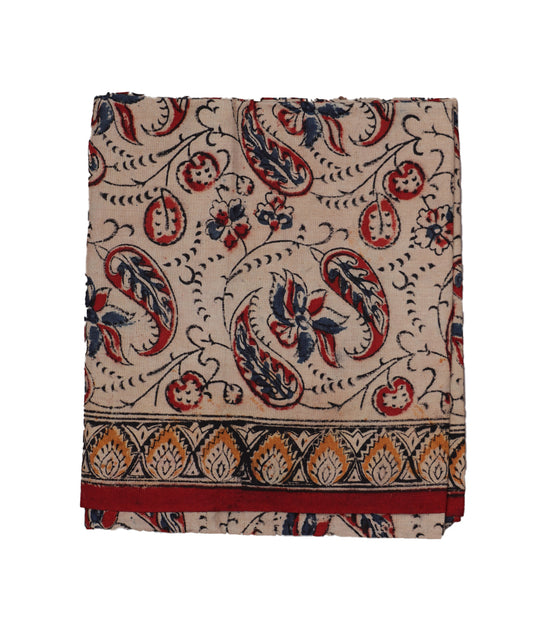 Beige handloom Kalamkari lungies