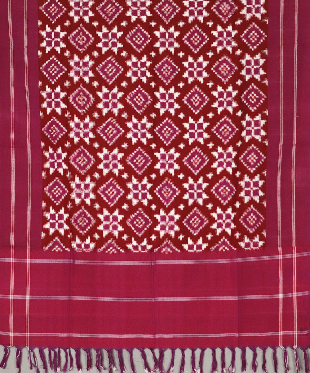 Burgundy red color handloom pochampally dupatta