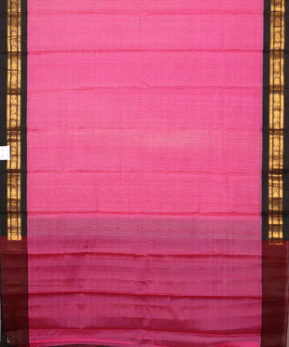 Hot pink color handloom Gadwal cotton saree