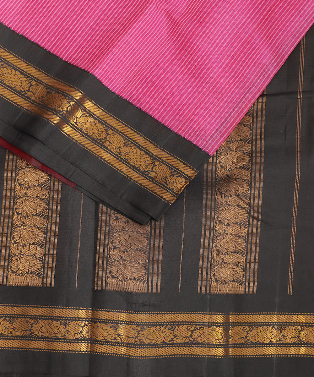 Hot pink color handloom Gadwal cotton saree