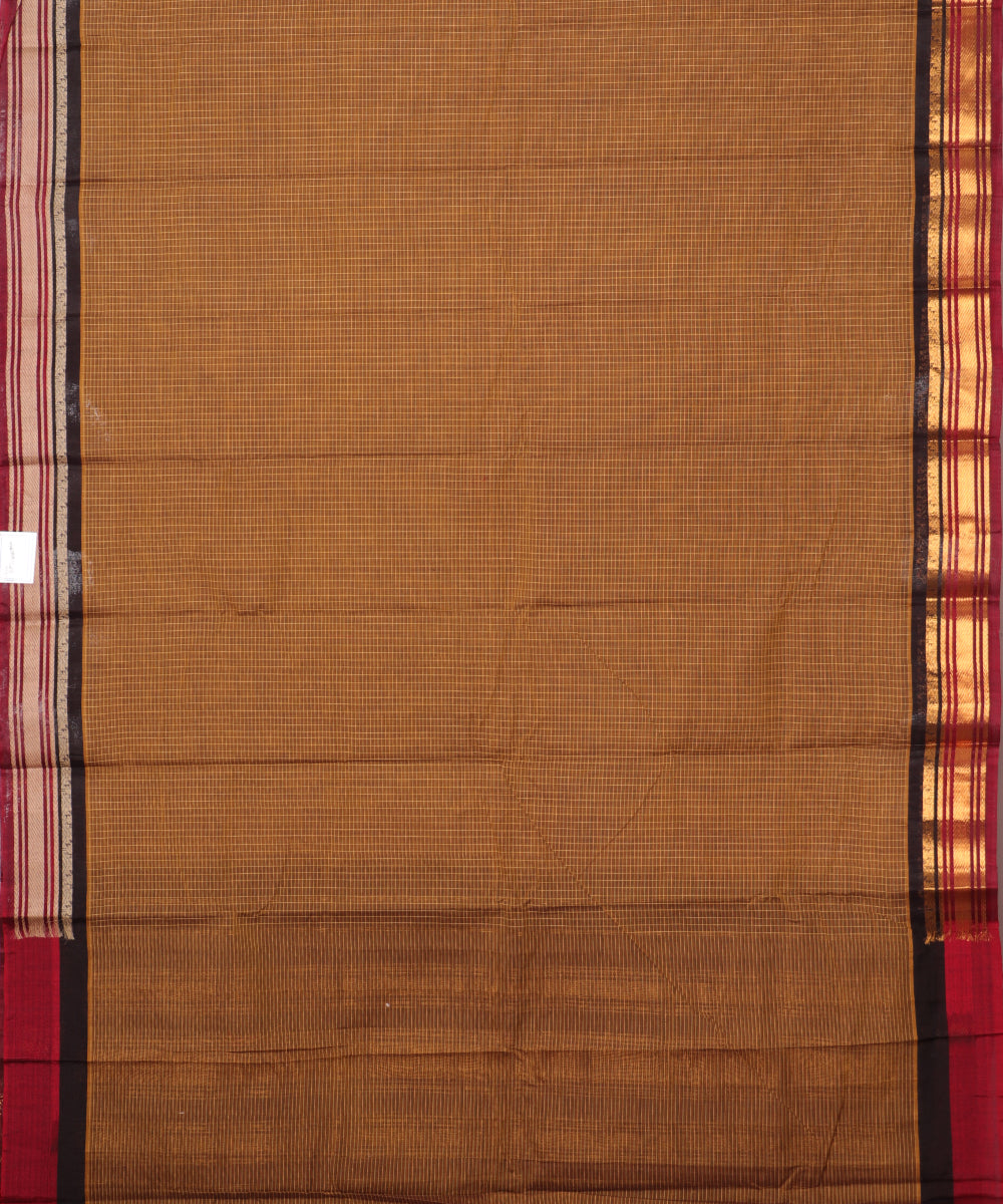 Mocha brown color handloom Gadwal cotton saree