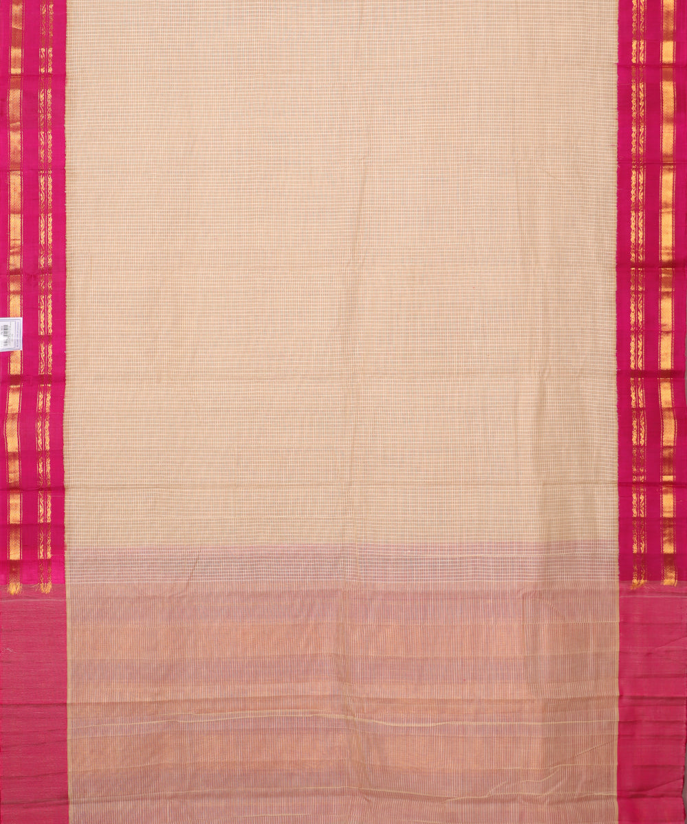 Light brown color handloom Gadwal cotton saree