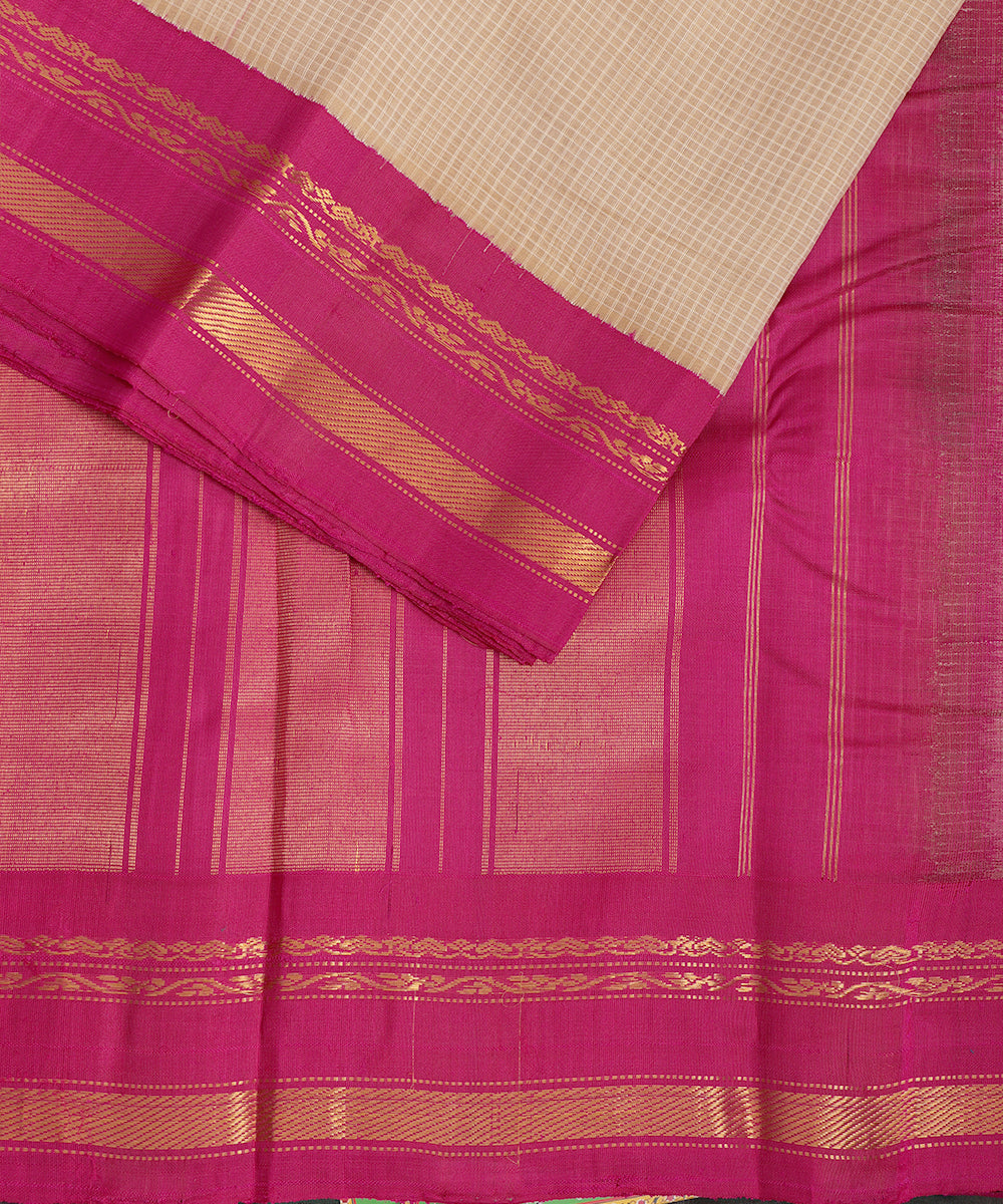 Light brown color handloom Gadwal cotton saree