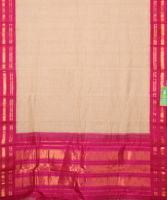 Light brown color handloom Gadwal cotton saree