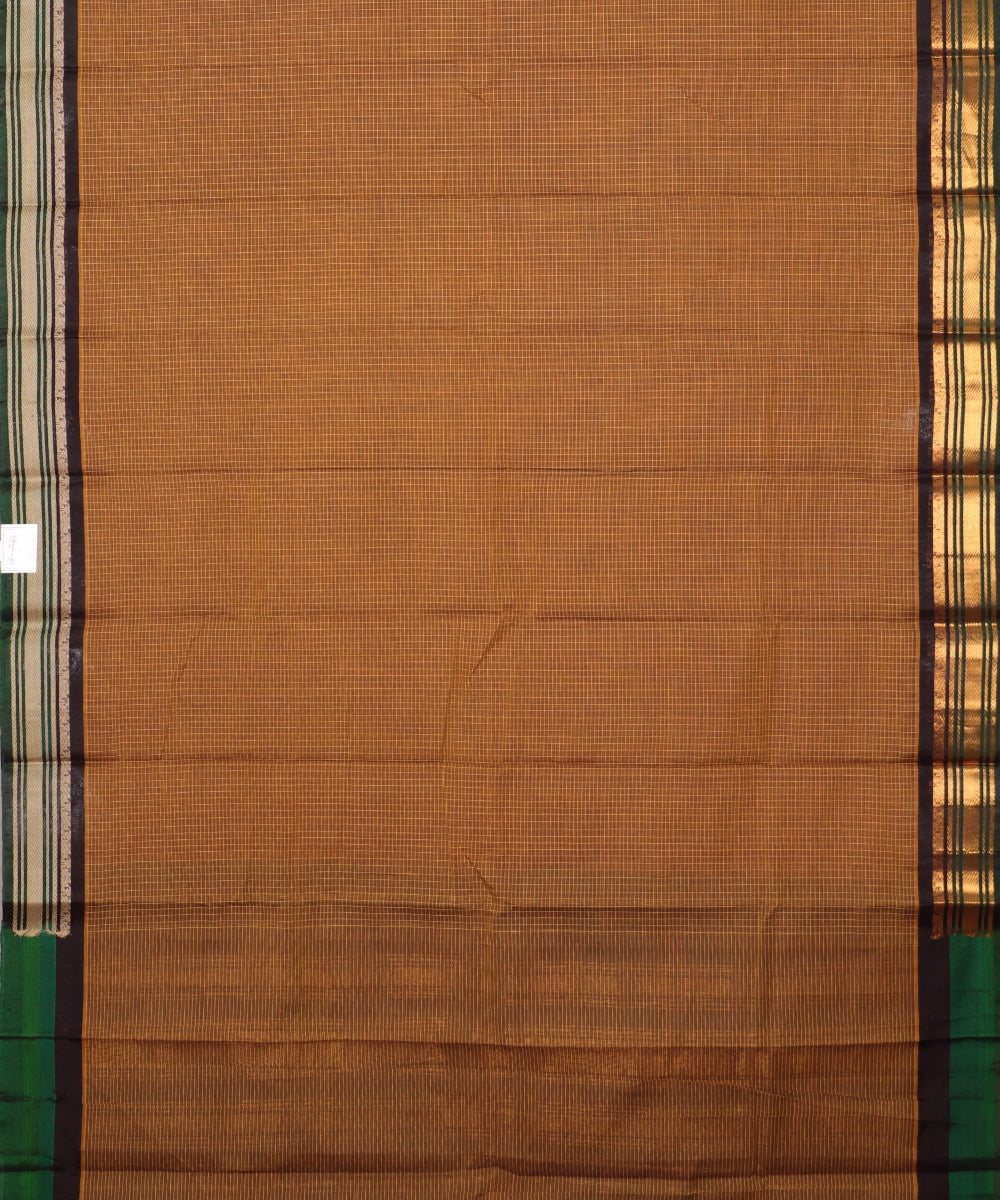 Coffee brown color handloom Gadwal cotton saree