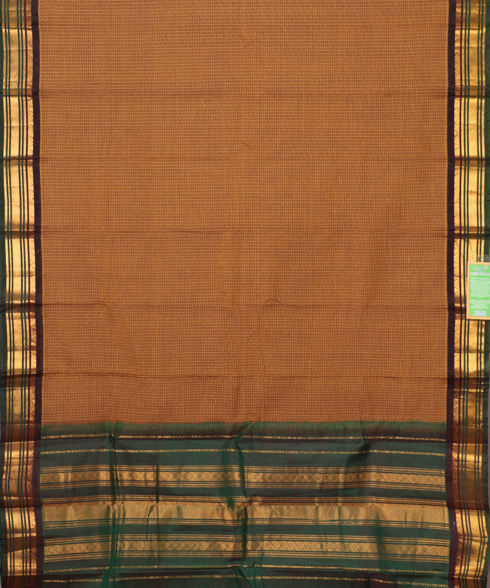 Coffee brown color handloom Gadwal cotton saree