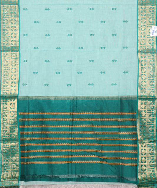 Jungle green color handloom gollabhama mercherized cotton saree