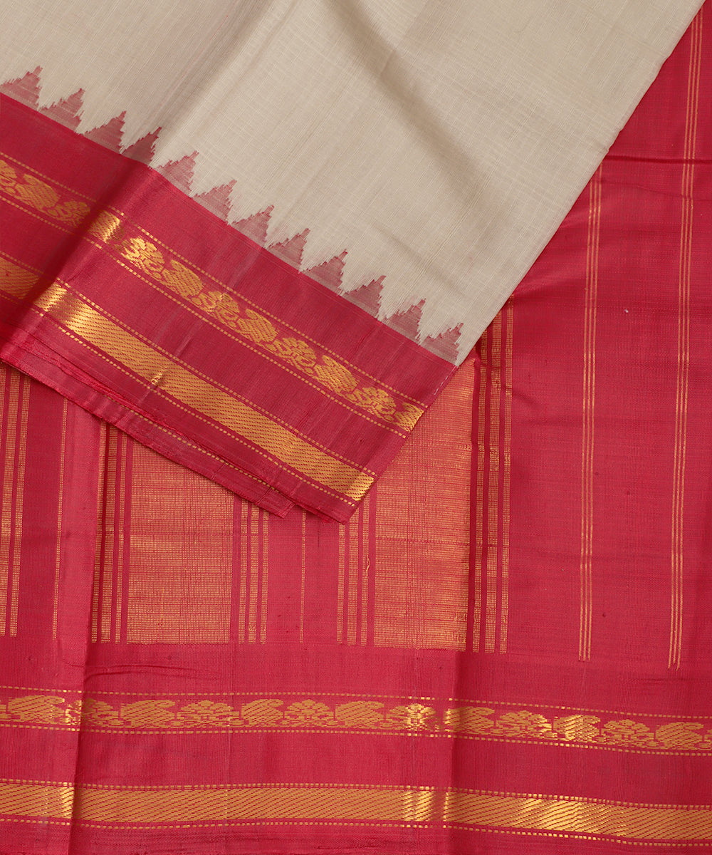 Mink gray color handloom Gadwal cotton saree