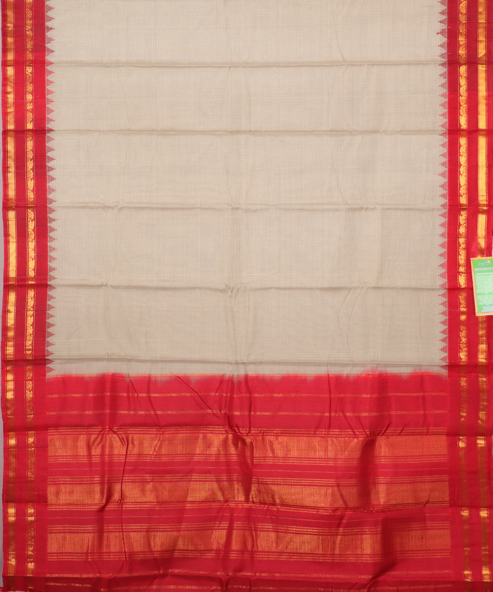 Mink gray color handloom Gadwal cotton saree