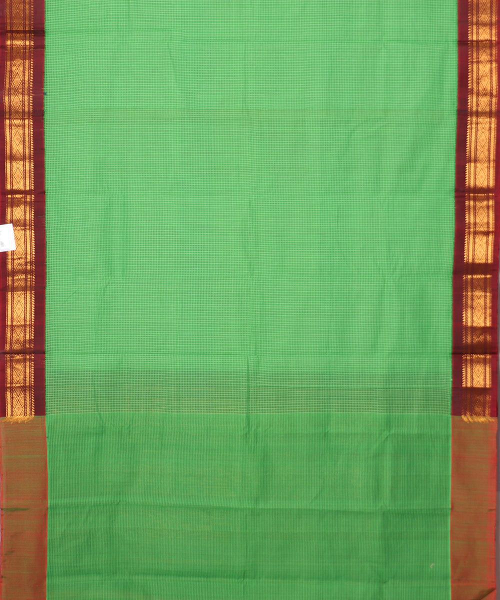 Jade green color handloom Gadwal cotton saree