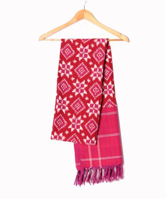 Burgundy red color handloom pochampally dupatta