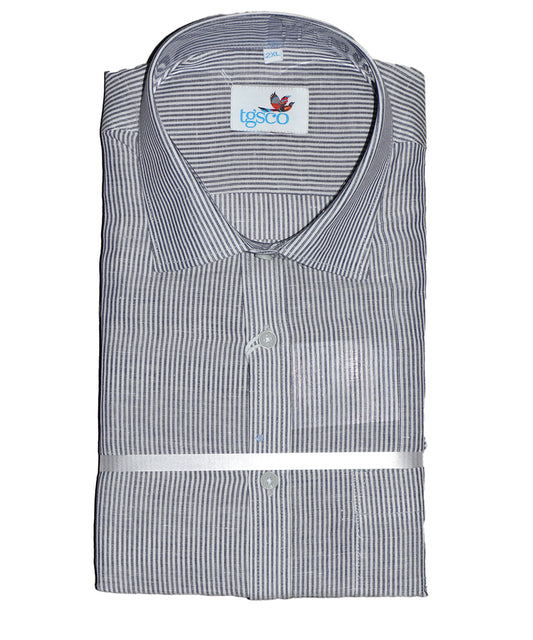Rhino gray color with stripes handloom pochampally shirt