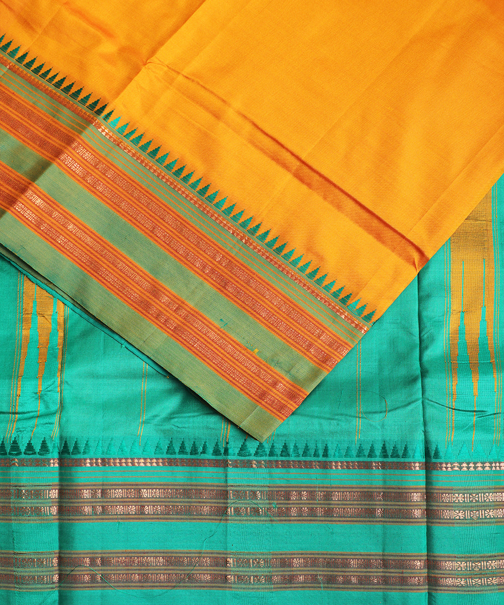Apricot orange color handloom Narayanpet silk saree