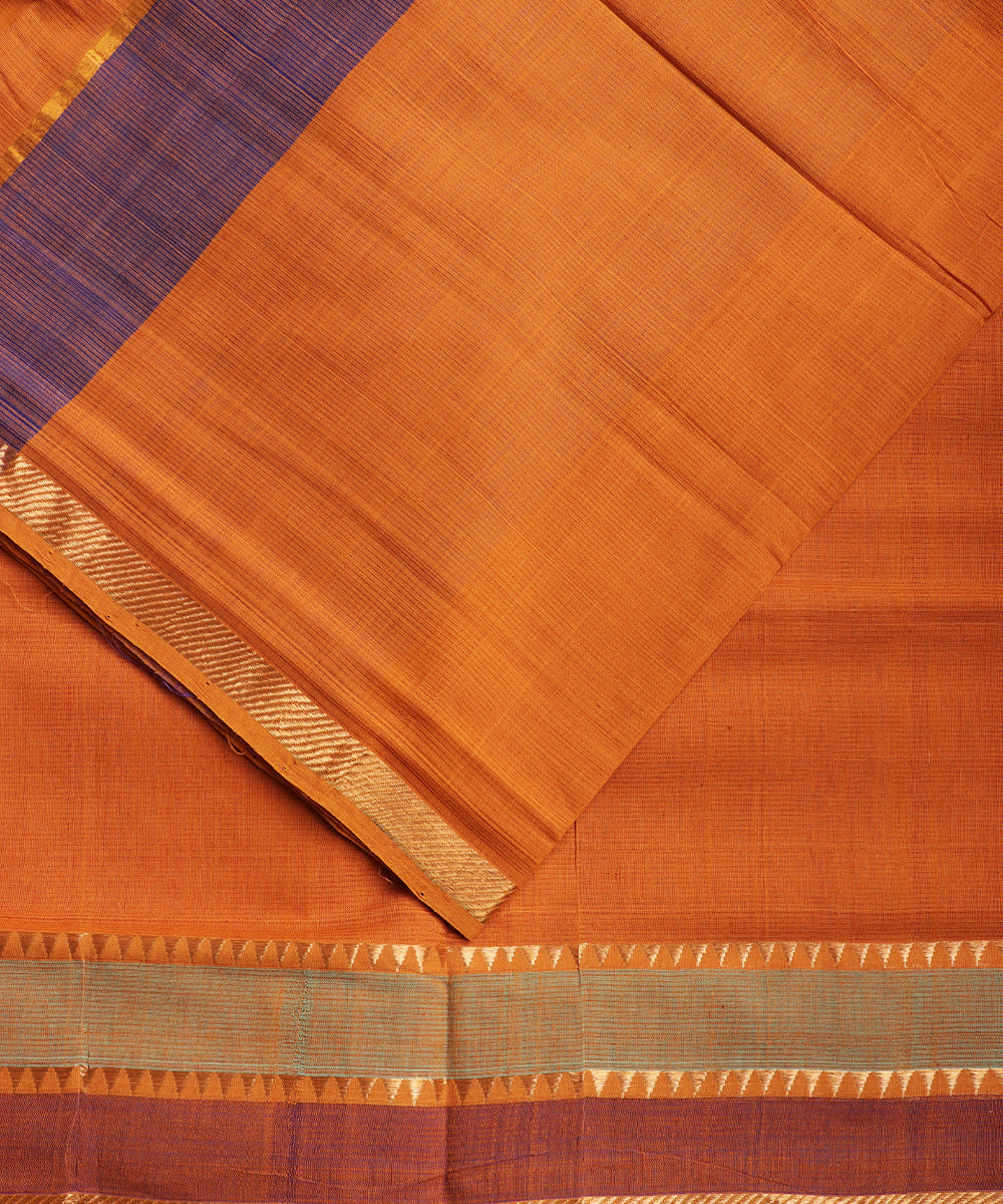 Apricot orange color handloom mangalagiri cotton saree