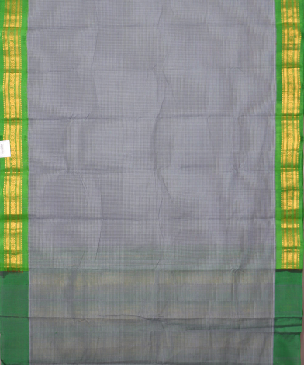 Independence blue color handloom Gadwal cotton saree