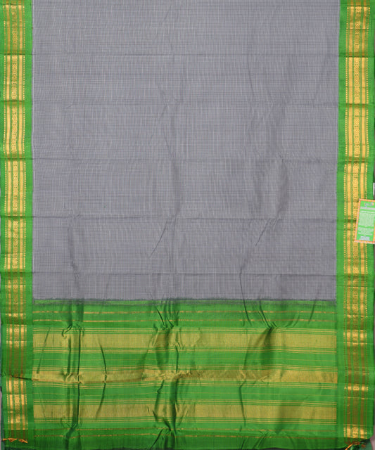 Independence blue color handloom Gadwal cotton saree