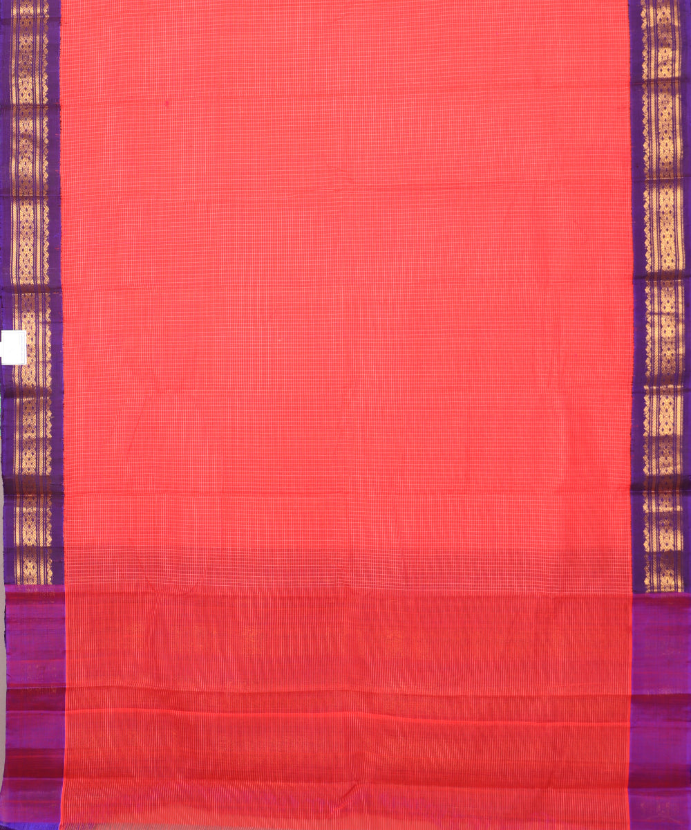 Imperial red color handloom Gadwal cotton saree