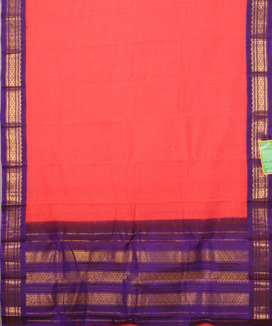 Imperial red color handloom Gadwal cotton saree