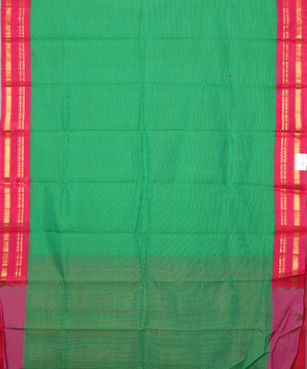 Forest green color handloom Gadwal cotton saree