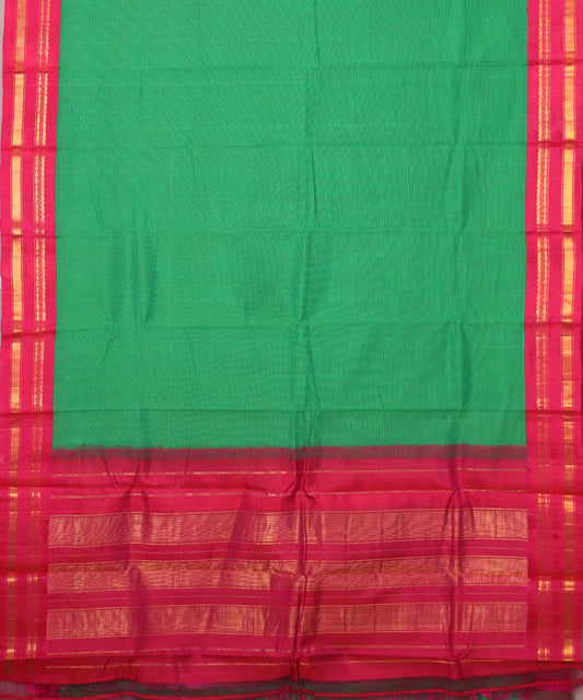 Forest green color handloom Gadwal cotton saree