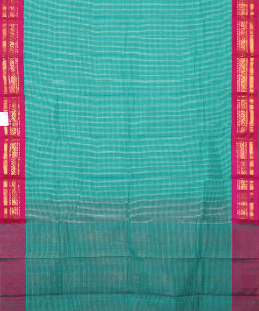 Pine green color handloom Gadwal cotton saree