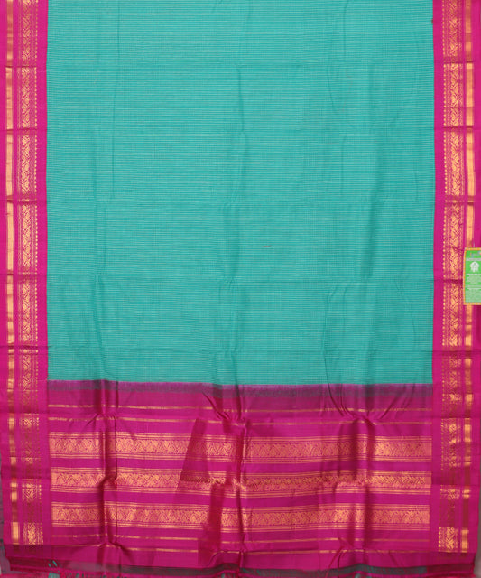 Pine green color handloom Gadwal cotton saree