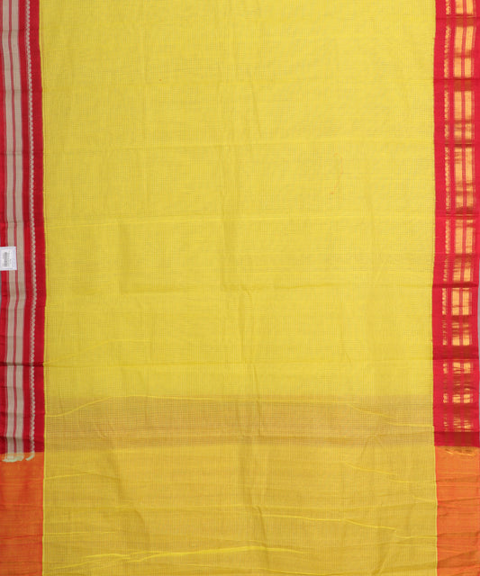 Lemon yellow color handloom Gadwal cotton saree