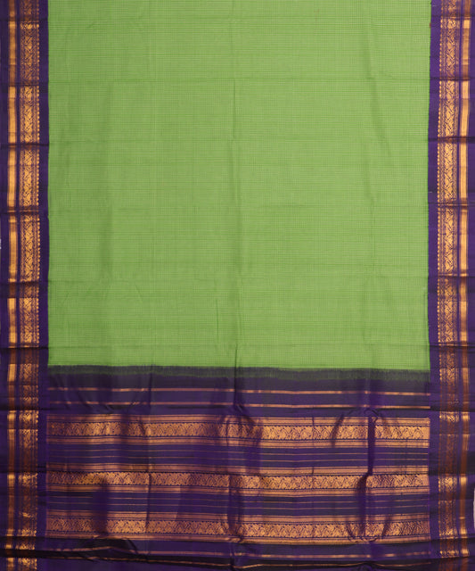 Emerald green color handloom Gadwal cotton saree