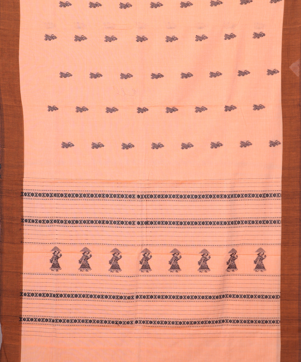 Tangerine orange color handloom gollabhama cotton saree