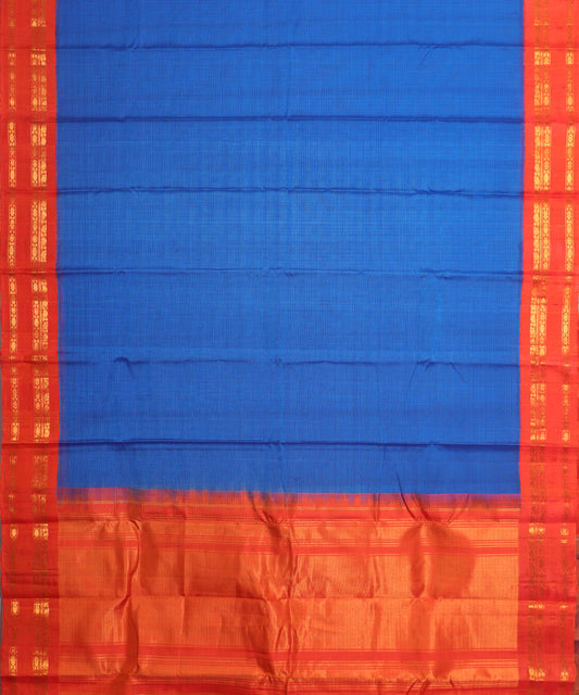 Navy blue color handloom Gadwal cotton saree