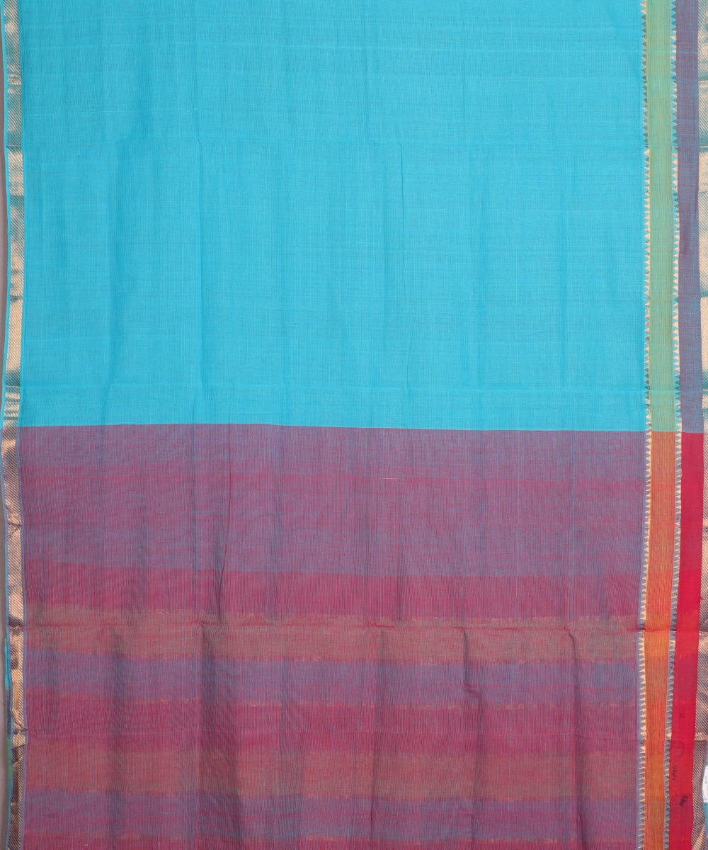 Olympic blue color handloom mangalagiri cotton saree