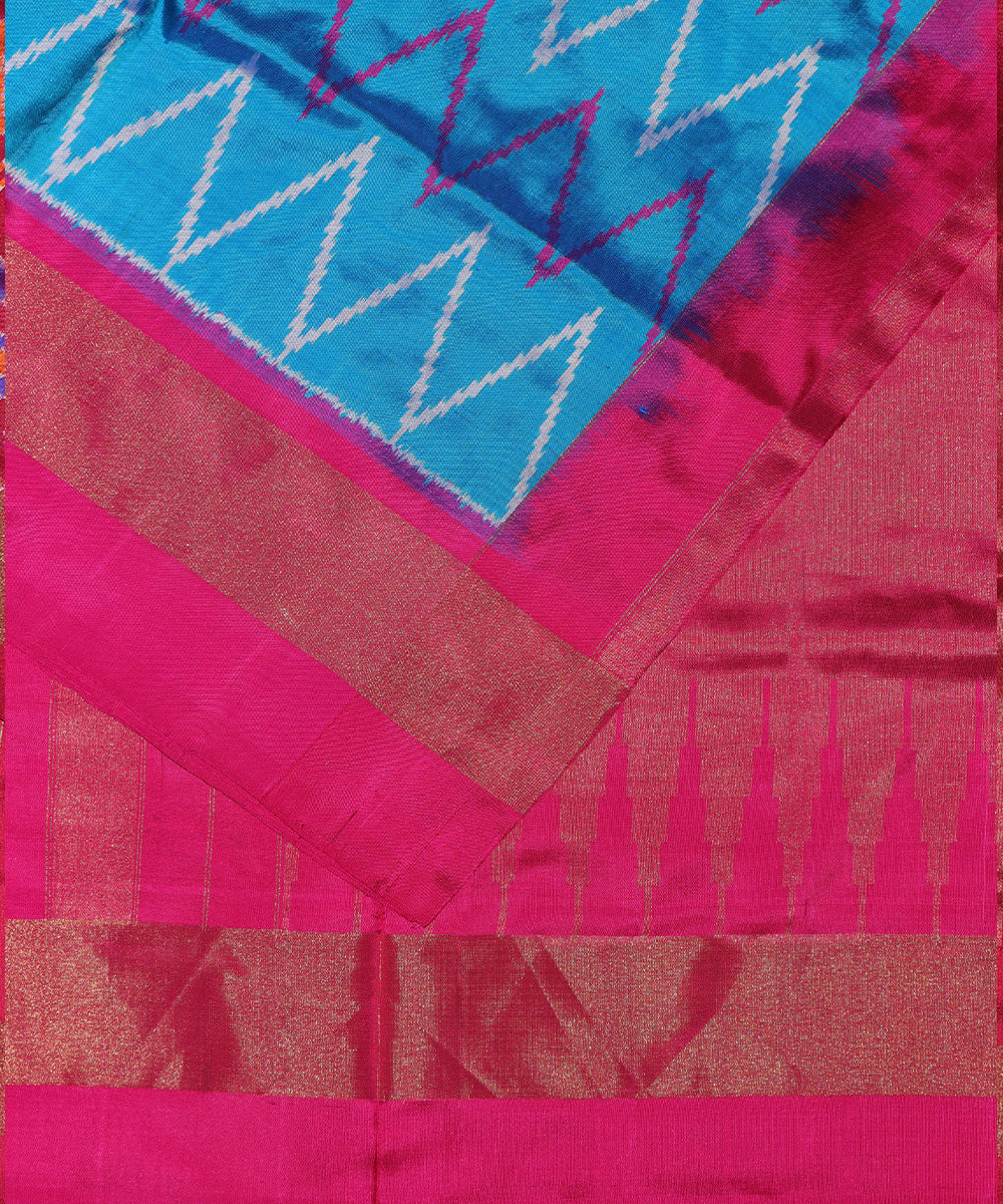Steel blue color handloom silk saree