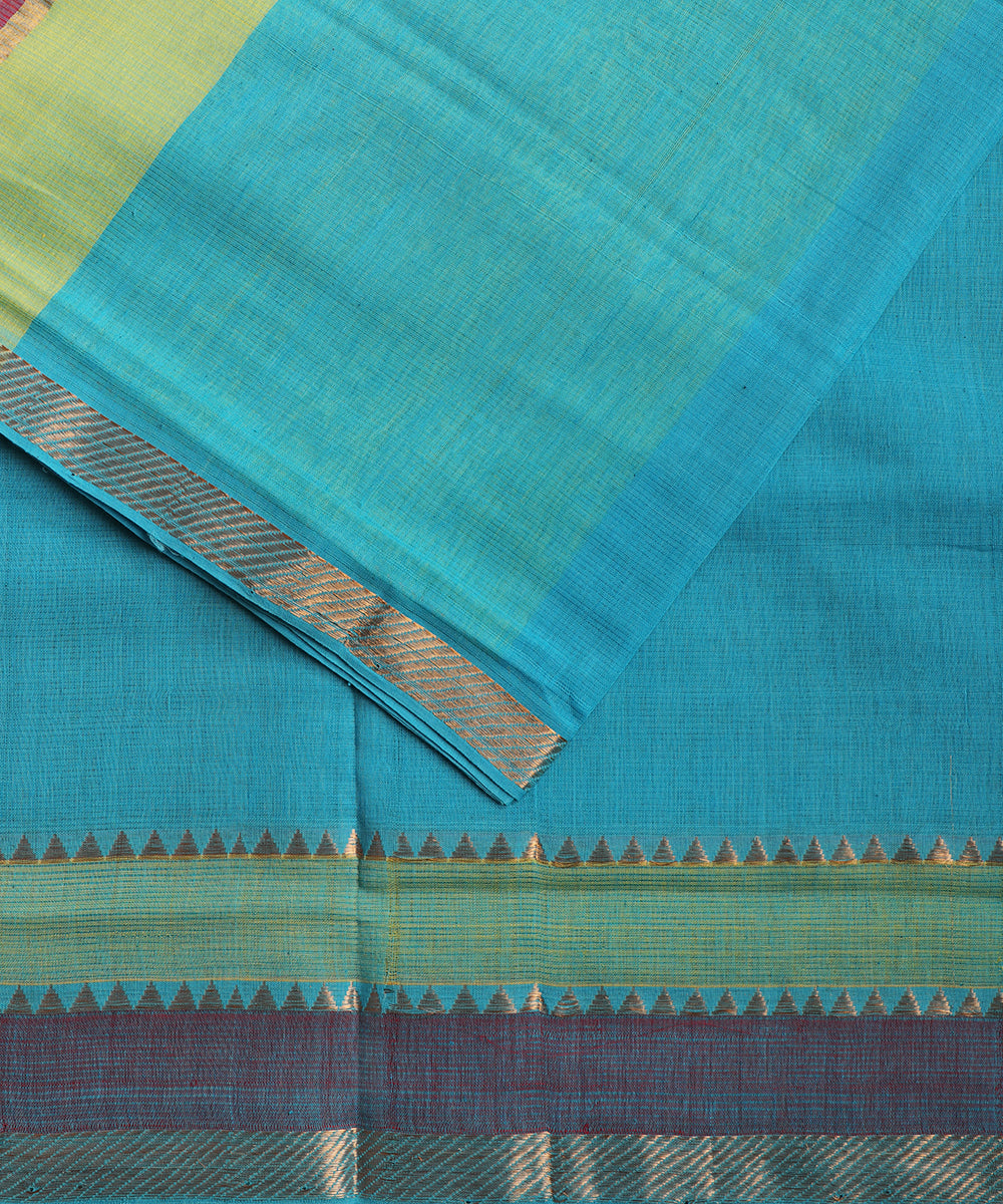 Olympic blue color handloom mangalagiri cotton saree