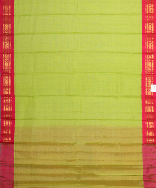 Kelly green color handloom Gadwal cotton saree