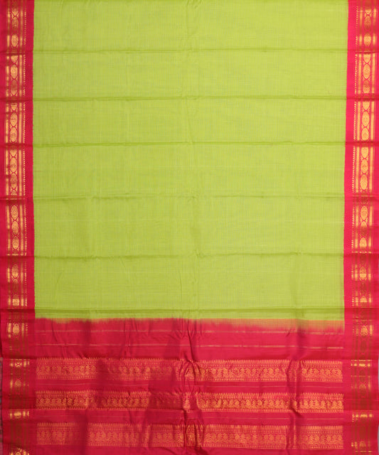 Kelly green color handloom Gadwal cotton saree