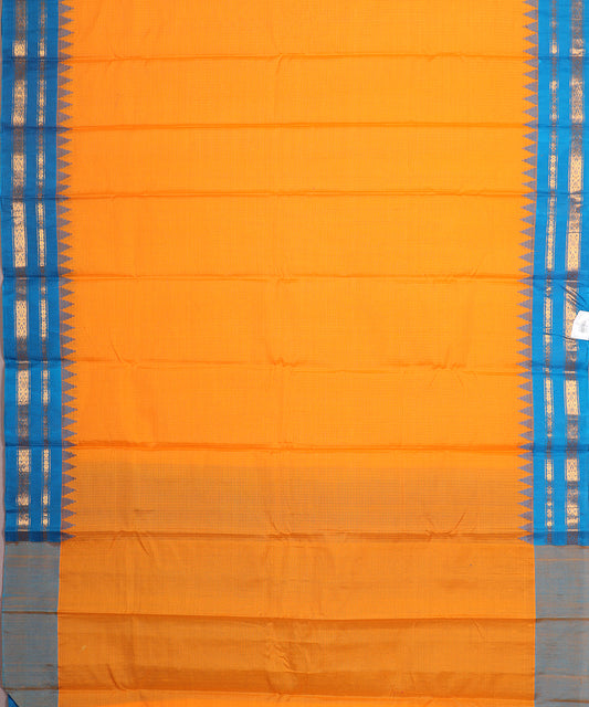 Pumpkin orange color handloom Gadwal cotton saree