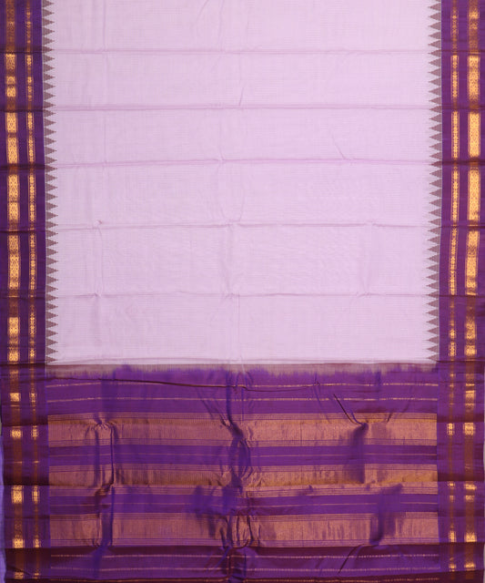 Lavender violet color handloom Gadwal cotton saree