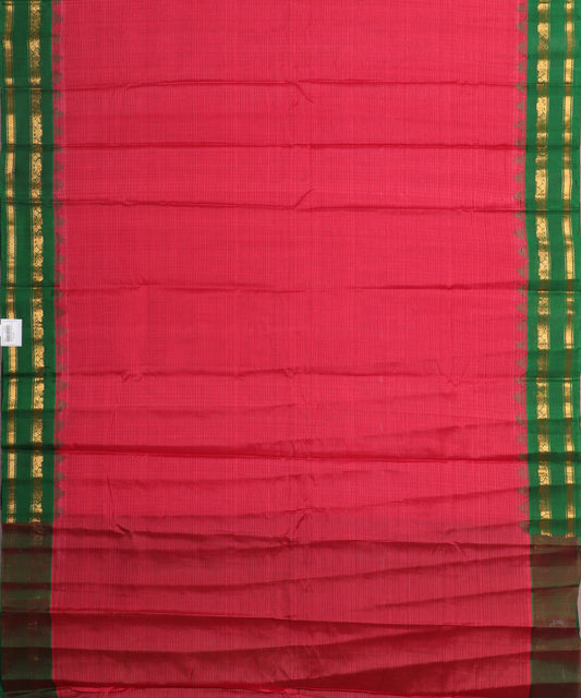 Crimson red color handloom Gadwal cotton saree