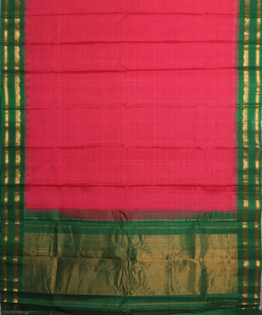 Crimson red color handloom Gadwal cotton saree