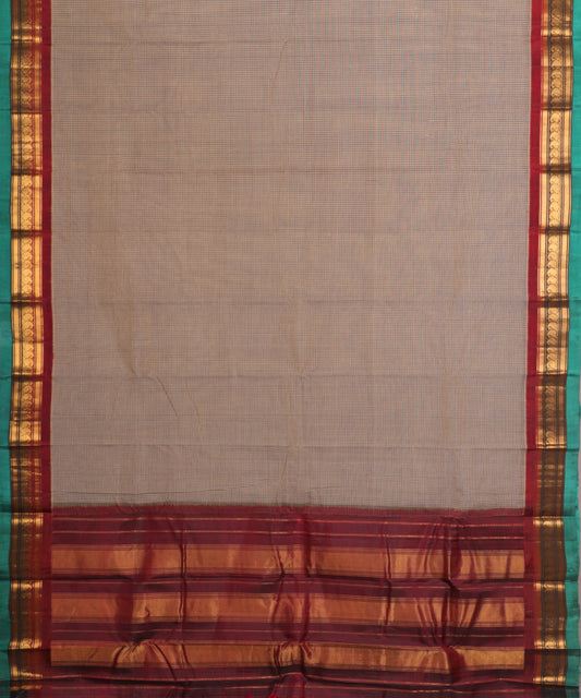 Espresso brown color handloom Gadwal cotton saree