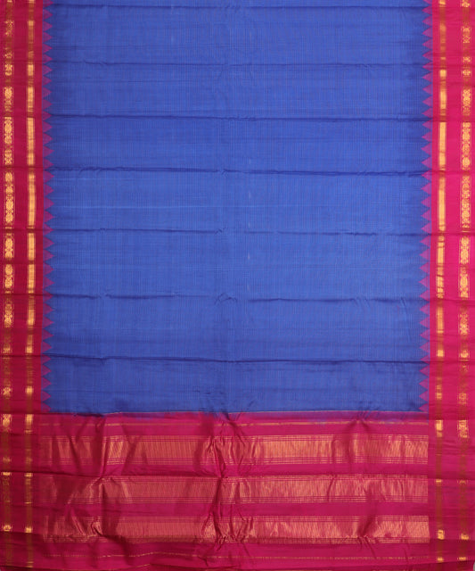 Navy blue color handloom Gadwal cotton saree