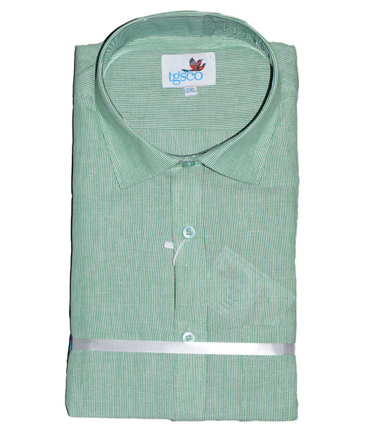 Emerald green color with stripes handloom pochampally shirt