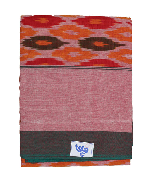 Indian red color handwoven pochampally single cot bedsheet