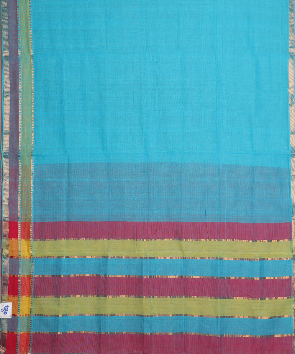 Olympic blue color handloom mangalagiri cotton saree