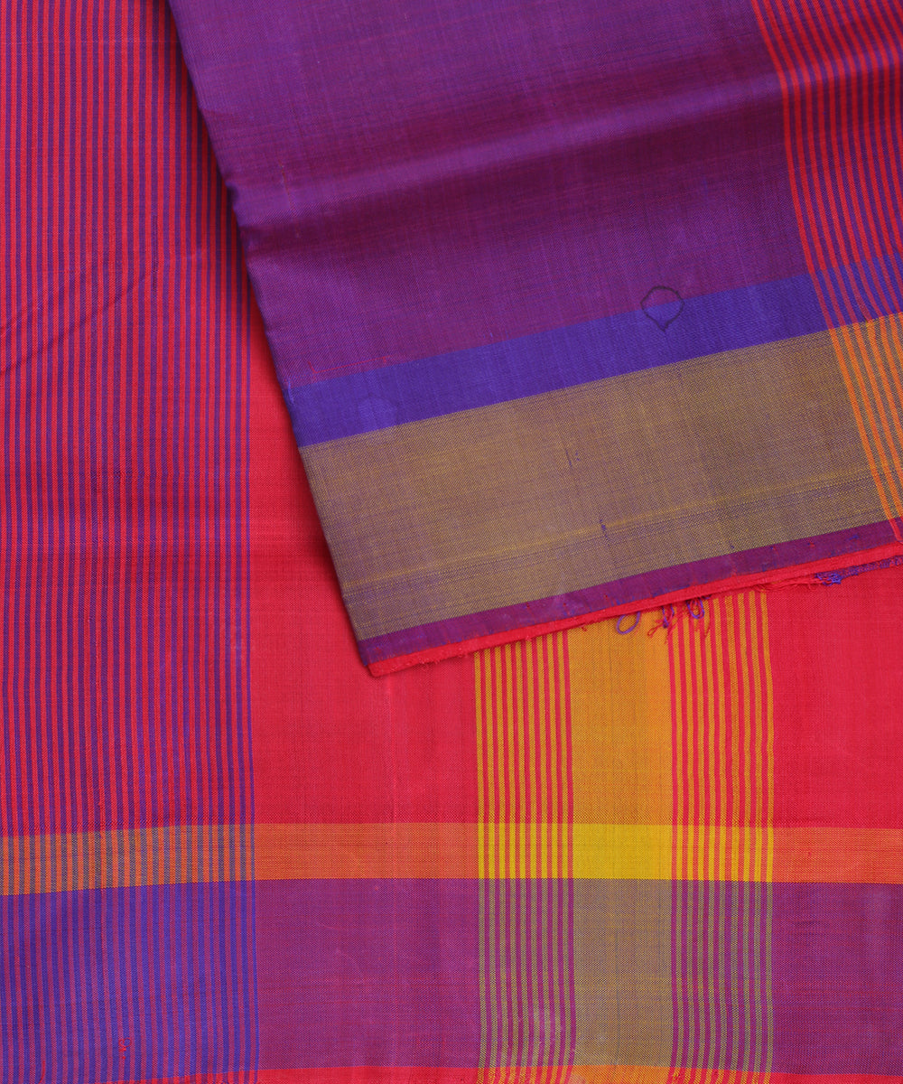 Ruby pink color handloom tussar silk saree