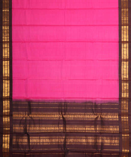 Magenta pink color handloom Gadwal cotton saree