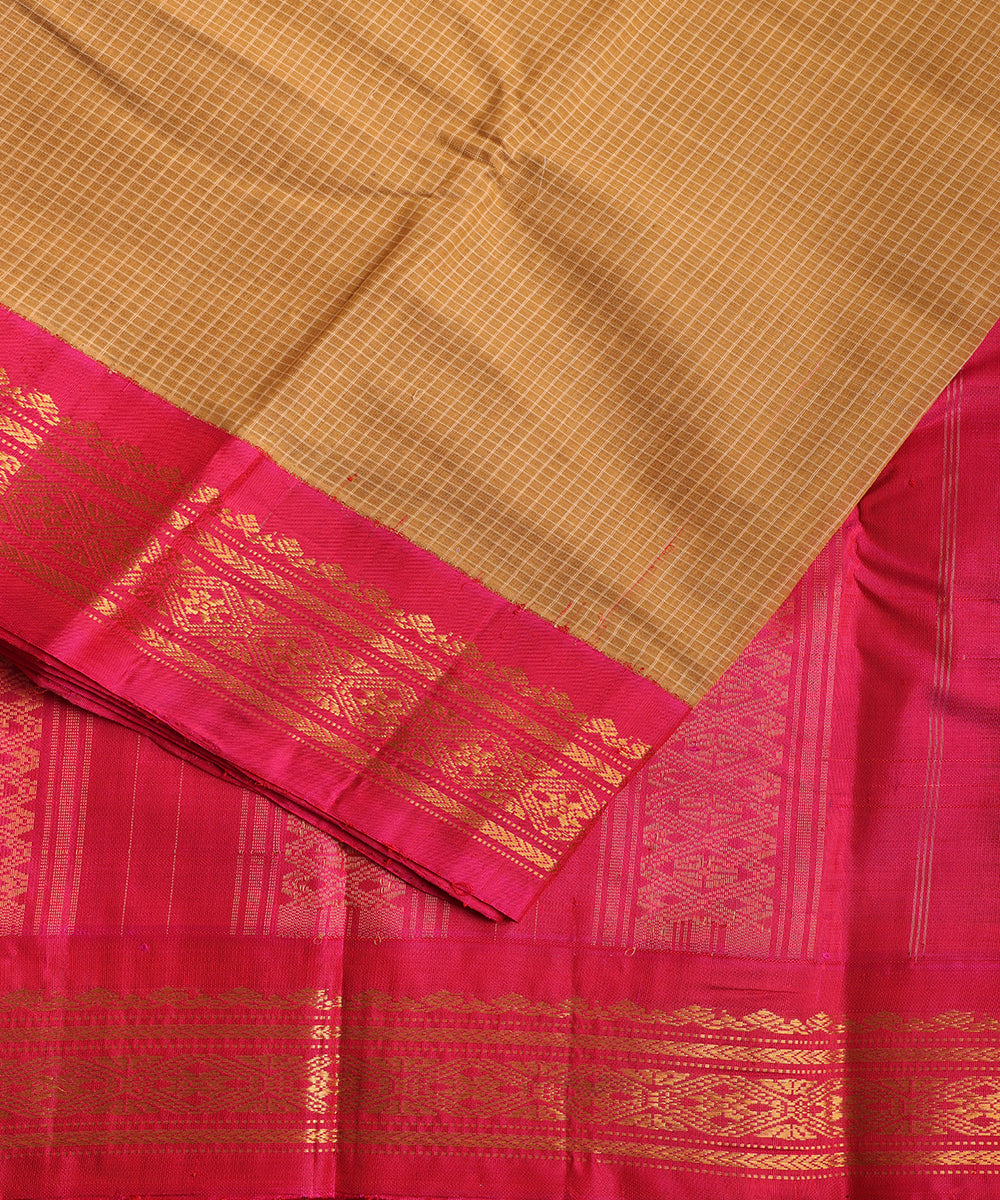 Peanut brown color handloom Gadwal cotton saree