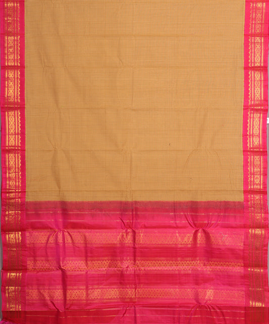 Peanut brown color handloom Gadwal cotton saree