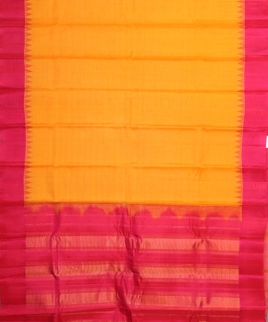 Tangerine orange color handloom Gadwal cotton saree
